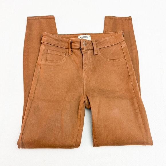 L'Agence Margot Skinny High Rise Java Coated Denim Jeans Size 24 - Picture 7 of 8